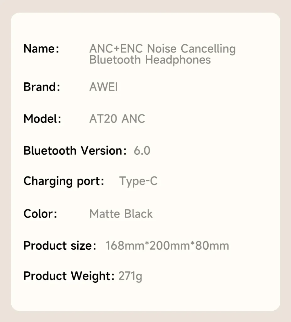 awei at20 anc active headset