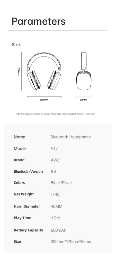 awei at7 bluetooth hi fi stereo headset